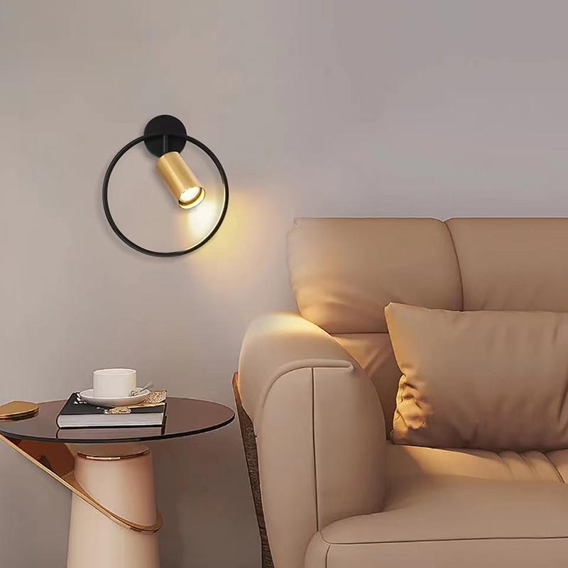 Modern Round Wall Lamp Black/Gold Luxury Metal Wall Lamp Used For Staircase Bedside Sofa Background Wall And Decorative Lighting