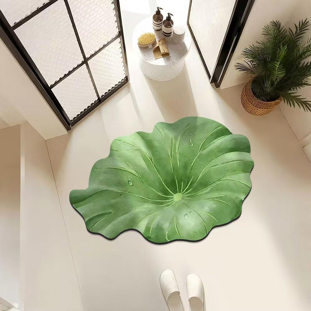 Toilet Entrance Absorbent Floor Mat Plantain Leaf Diatom Mud Bathroom Floor Mat Shower Room Washbasin Quick Drying Non-Slip Mat
