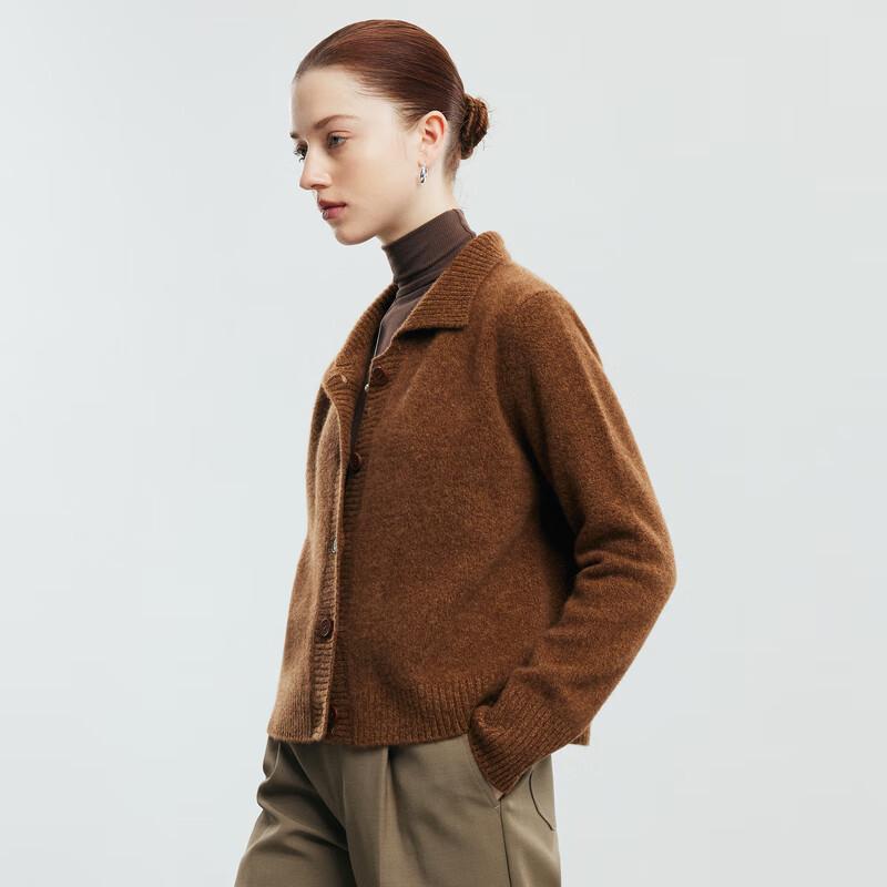 

PALUOPO Women s Pure Cashmere Lapel Cardigan M