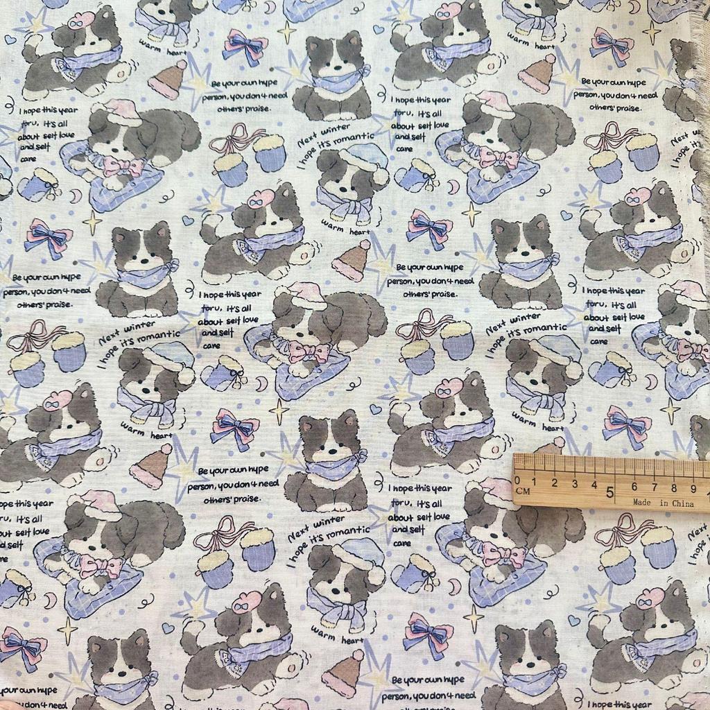 100% Cotton Digital Print Fabric: Korean Style Cartoon Animal & Floral Design for Women's, Children's Clothing & Homewear DIY