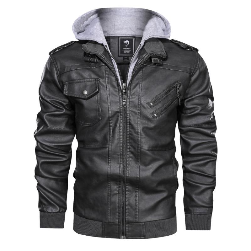 Spring and Autumn New Men's Clothing Men's PU Leather Plain Leather Jacket Coat Large Size Men's Fashion Trend