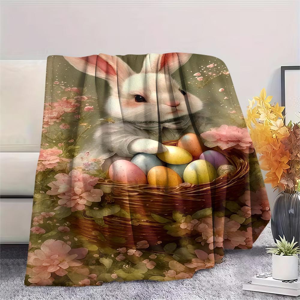 Easter Egg Print Flannel Blanket,High Quality Comfortable for All Seasons,Home Decor,Warmth and Comfort,Perfect for Christmas Gifts
