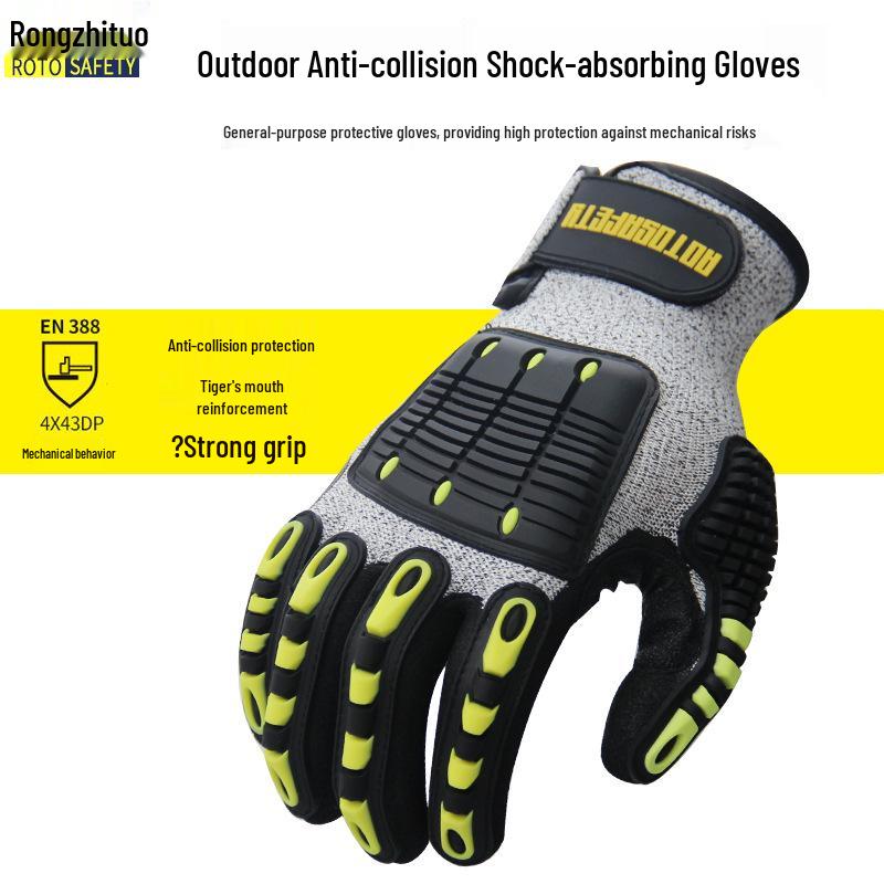 Shockproof, Cut & Impact-Resistant TPR Gloves for Mechanical Repair, Fire Rescue, Mining, Riding & Puncture Resistance.