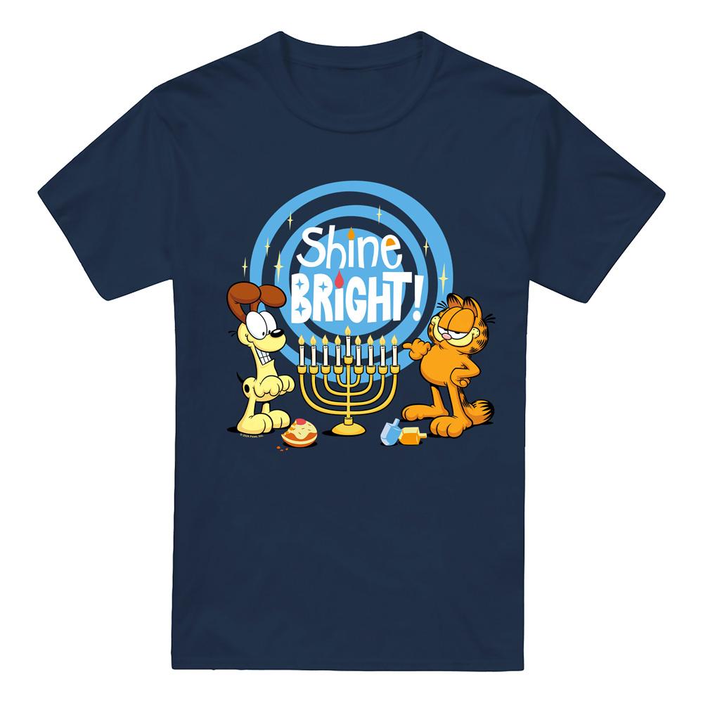 Garfield Mens Shine Bright For Hanukkah Odie T-Shirt