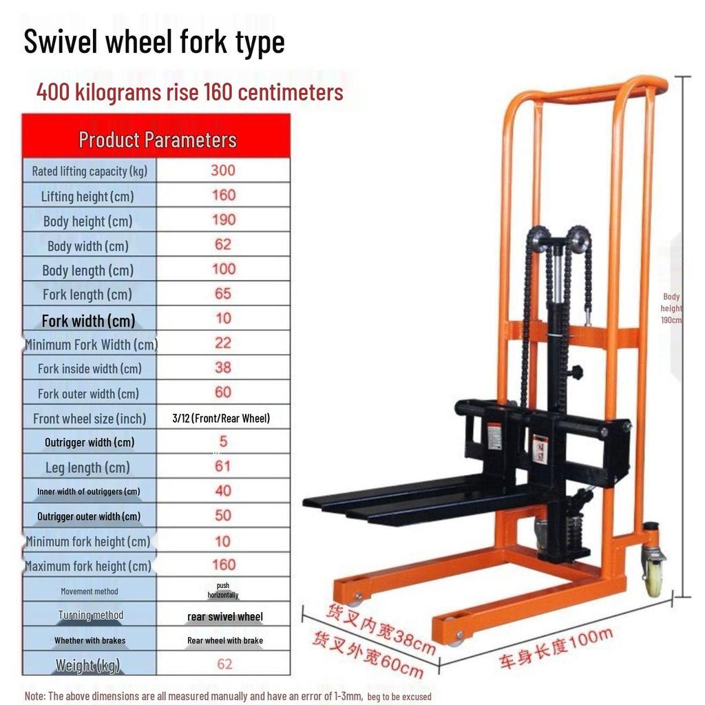 Compact Manual Hydraulic Forklift for Home Use
