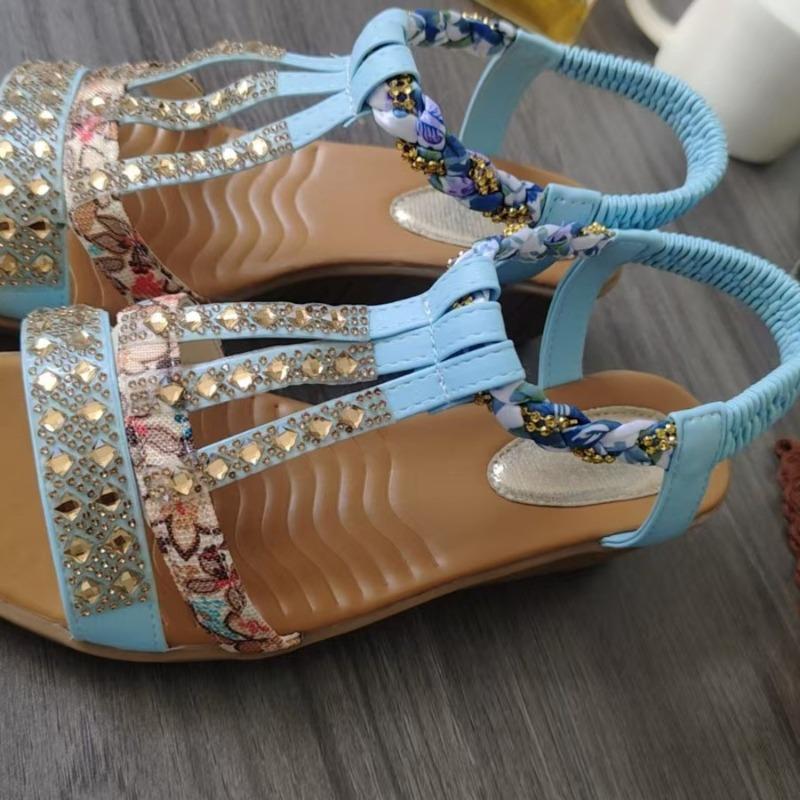 Summer new Simia rhinestone sandals fashion fish mouth cover foot slope heel fashion casual large size wave