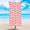 Cute Pink Bow Heart Pattern Beach Towel Soft Quick Dry Absorbent Swim Towel Girly Sweet Beach Towel Summer Vacation Travel