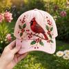 Natürlich inspirierte lässige Hut Baseballkappe für Damen, Stickerei Blumen Vogel Muster Hut, Kolibri Verstellbare Passform Gartenarbeit Sonne Frühling Sommer Draußen