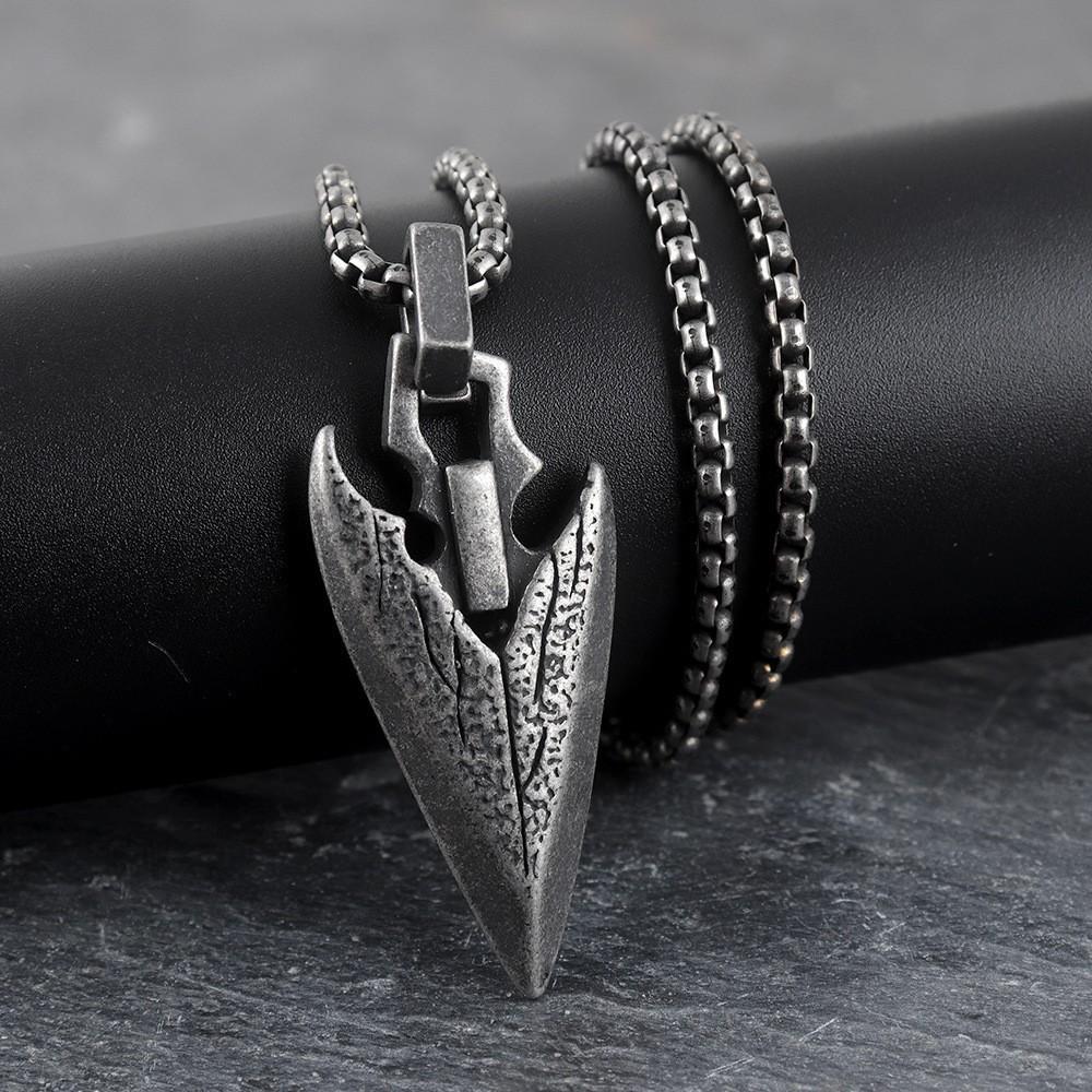 Men's Personality Norse Mythology Vintage Viking Weapons Spear Head Pendant Necklace