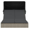 VidaXL Doppelliege mit Sonnendach und Kissen grau Polyrattan 368639