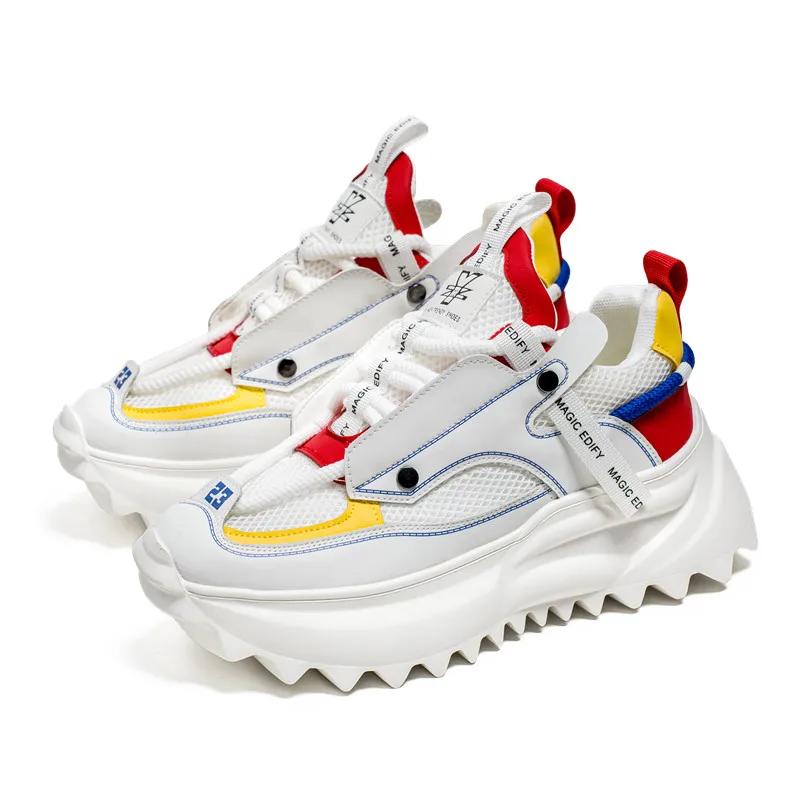 

Кроссовки мужские дизайнерские спортивные туфли модные повседневные из микрофибры кожа сетка дышащие туфли на плоской платформе с увеличенным ростом 39