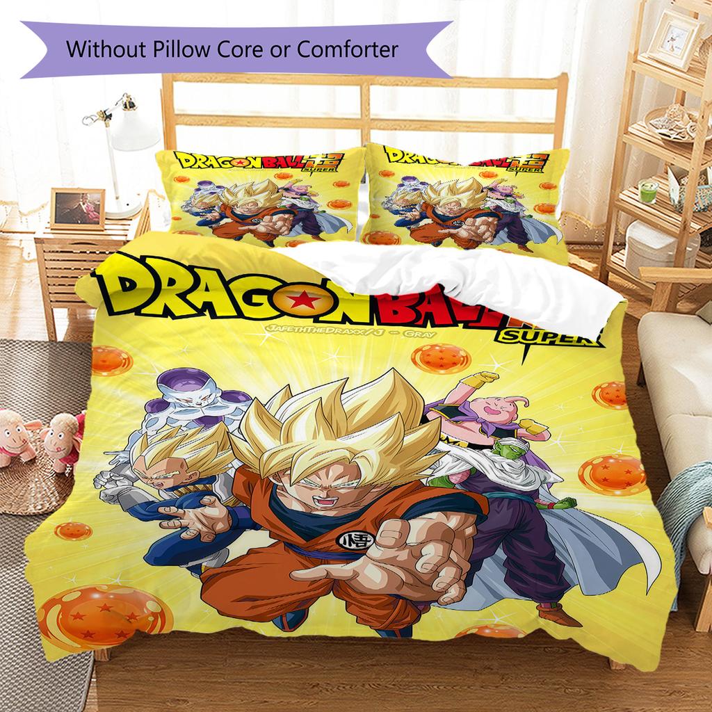 DBZ Heroic Pattern Bedding Quilt Set Quilt Cover Pillowcase Home Decoration Birthday Gift (1 * Duvet Cover + 2 * Pillowcase, Without Core)