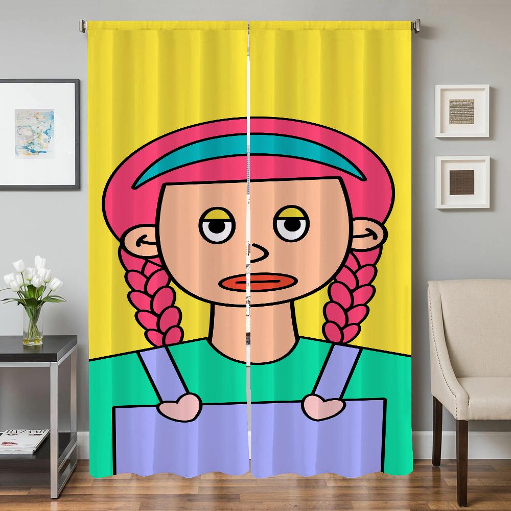 Window Kitchen Curtains for Living Room 2 Pieces Blackout Curtains Door Curtain Homemade Girl Bedroom Decoration Partition Shade