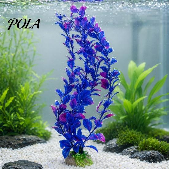 Stable Fish Tank Plants Artificial Water Plant, Aquarium Decoration, Purple Blue Gradient Color Durable Plant Decoration Plastic Leaves, Safe Ornament