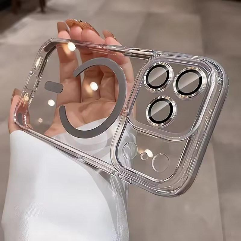 Luxury Candy Color Collision for Magsafe Case for iPhone 17 Air 16 15 14 13 Pro Max Plus Magnetic Lens Protector Transparent Cover