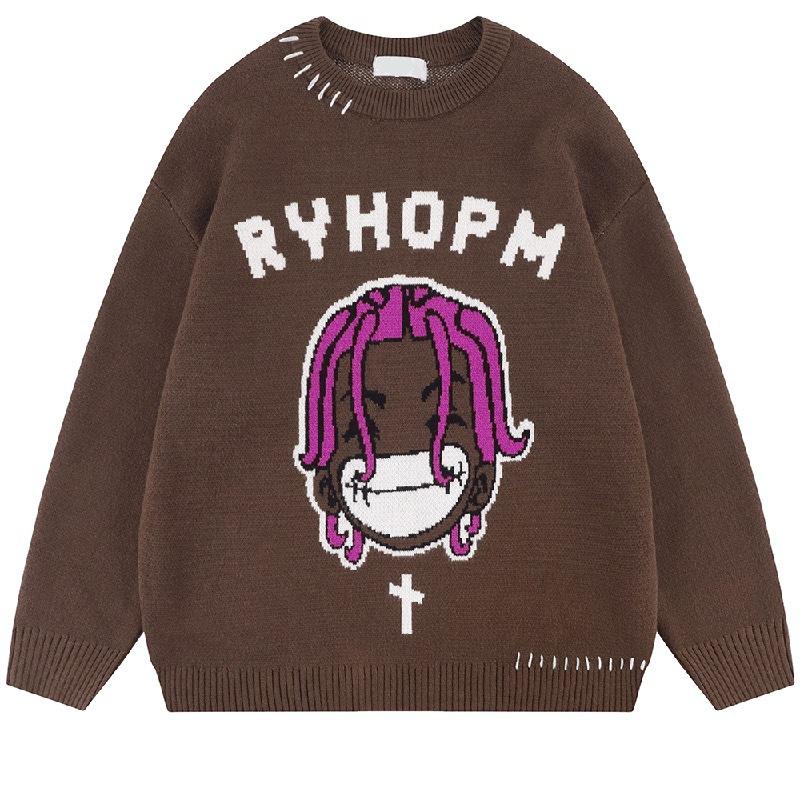 Women's Loose Pullover Sweater 2023 Fashion Design Casual Round Neck Knitted Sweater Coat Autumn Wear Inner Long Sleeve Top Y2k