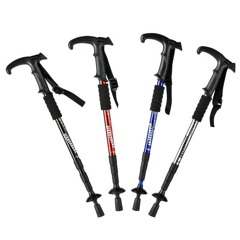 Leichter, faltbarer Senior Nordic Walking Trekkingstock mit geriffeltem 4-teiligem Teleskopgriff