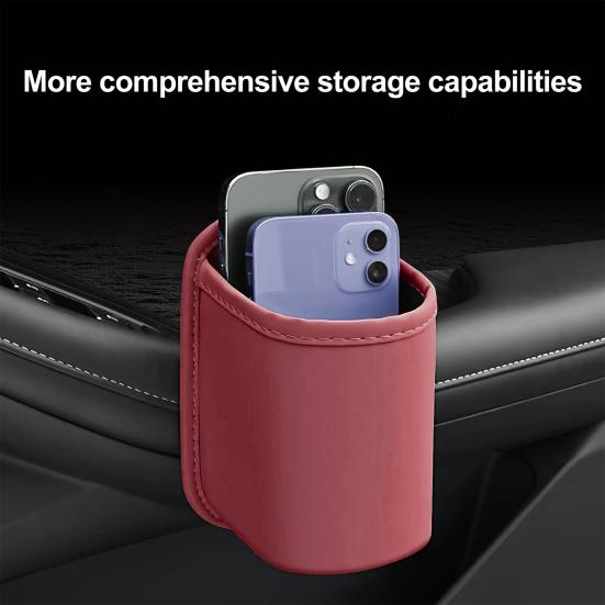 Car Storage Rack Leather Texture Waterproof Car Door Side Organizer Multi-Functional Vehicle Cup Holder Storage Box for Phone Keys Water Bottle Fit