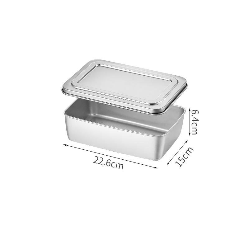 Rechteckige Serviertabletts Tiramisu-Tablett aus Edelstahl mit Deckel Vertiefte Kuchenbackform Lebensmittelteller Küchenutensilien