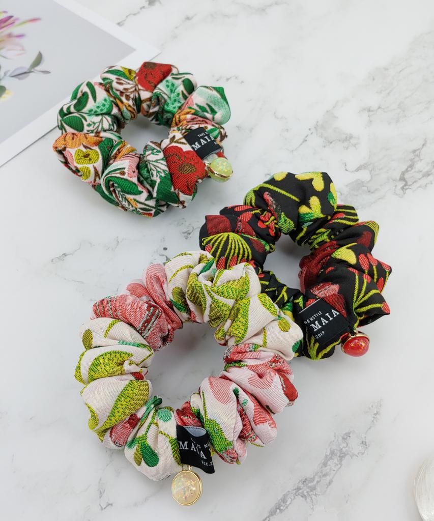 Maia Rose Jacquard Scrunchie - Ivory