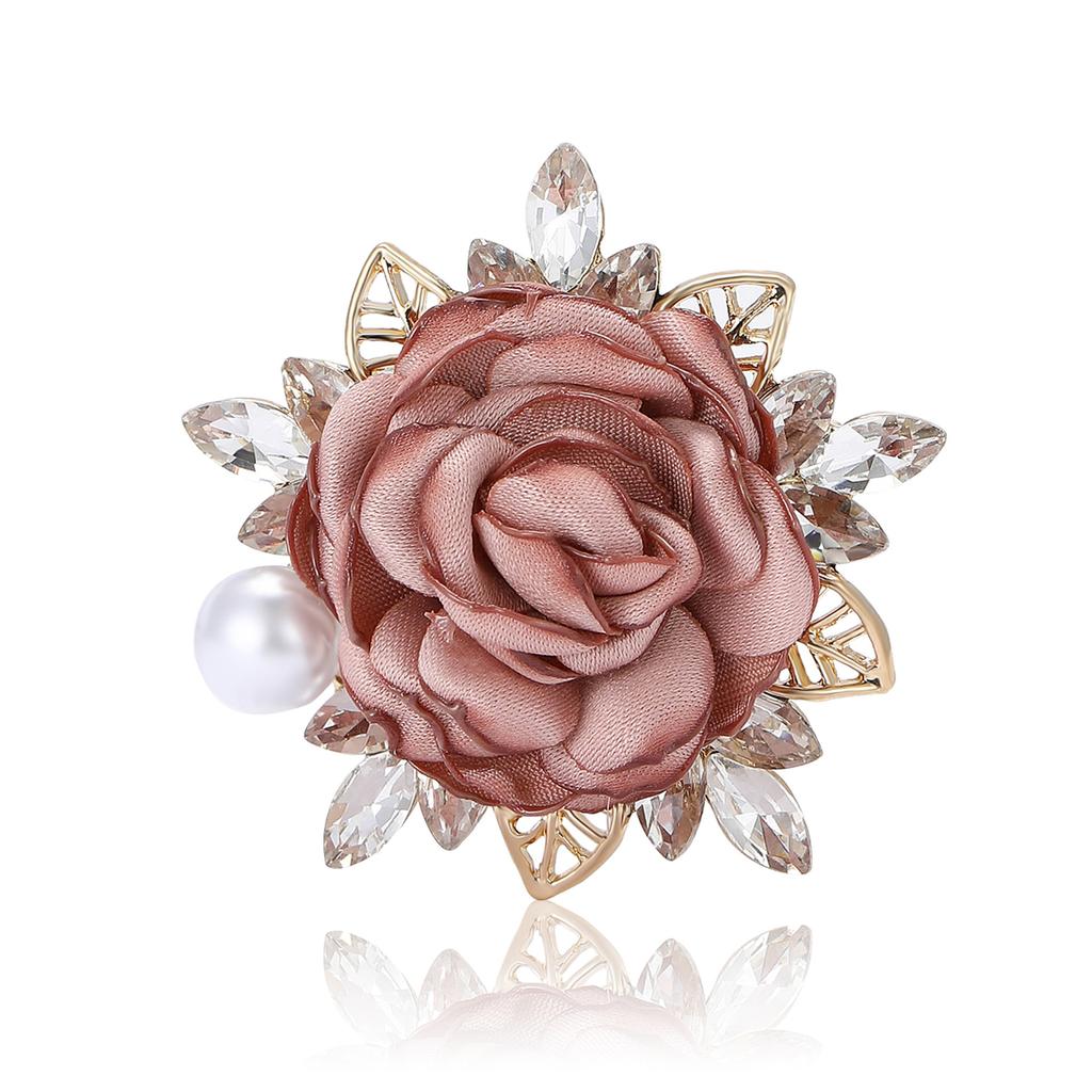 Fashion Rhinestone Fabric Flower Brooch Exquisite Versatile Women'S Suit Dress Corsage Ornament Pin
