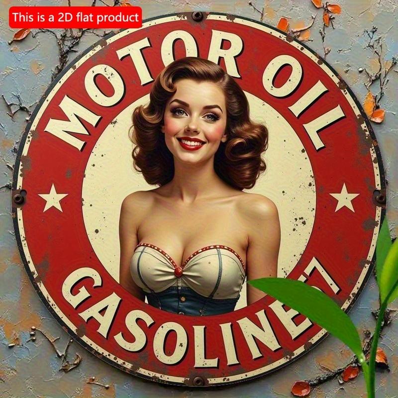 2d Flat 20*20cm Wooden Logo, Retro Motor Oil Advertising Decoration Sign, Suitable for Homes, Laundry Rooms, Gyms, Cafes, Rooms, Terraces, Kitchens