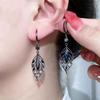 Retro Exquisite Black Hollow Crystal Leaf Drop Dangle Earrings for Women Personality Design Korean Earrings Party Jewelry Gift