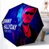 1pc Johnny Hallyday pattern Umbrella Portable Folding Umbrella Iron Frame Hole Bone Structure Outdoor Home Umbrella