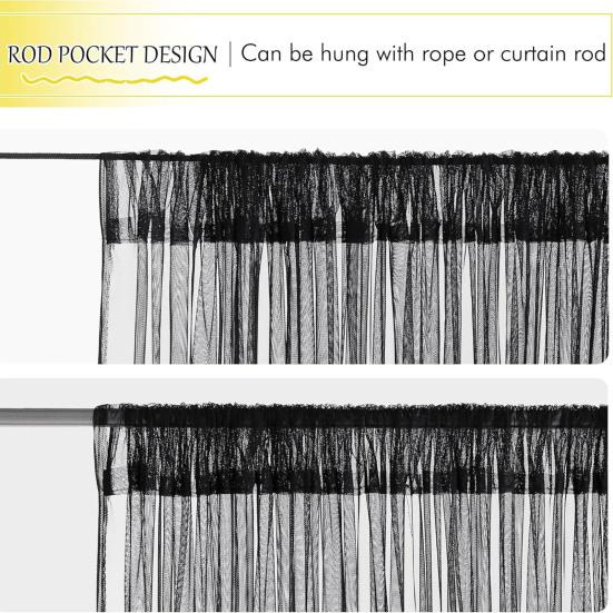 Zasłona Voile Siatka Przezroczysta Moskitiera Panel Prywatności z Tunelikiem na Drążek do Patio Werandy Tarasu Pergoli