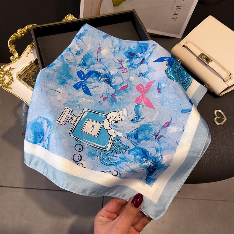 Luxury Design 70cm Satin Square Print Scarf Women Scarves Bandana Hijab Neckerchief Shawl Kerchief Hair Band Foulard Lady