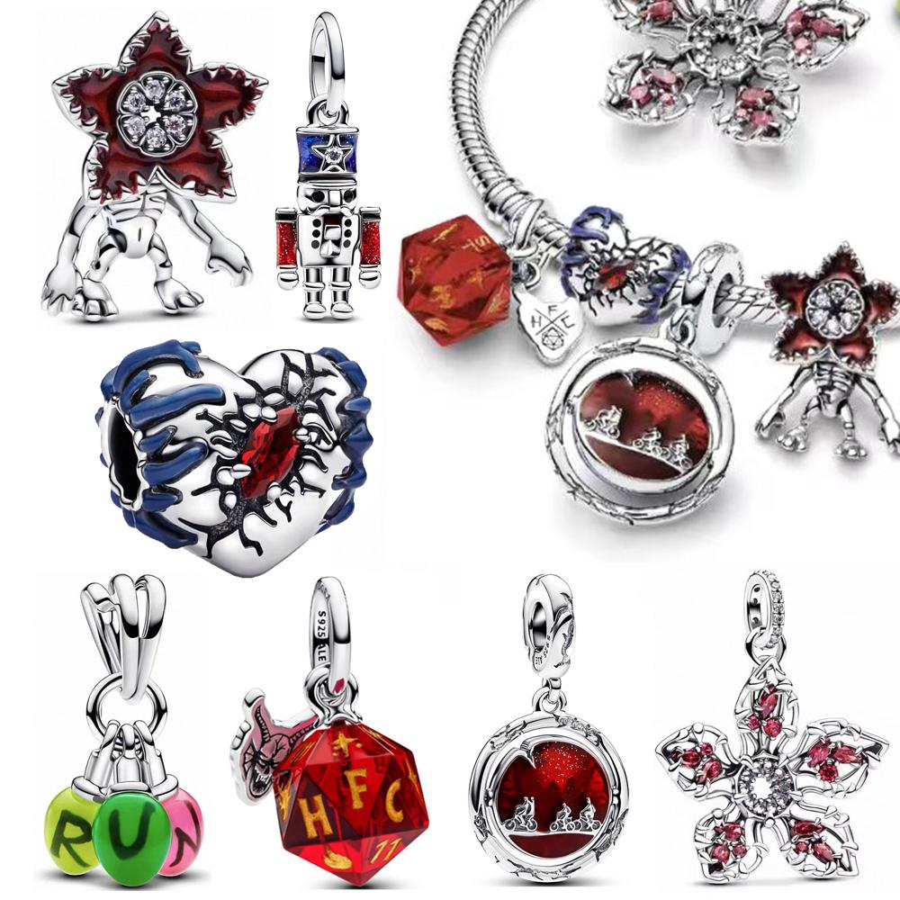 Charms Plata De Ley 925 Silver Monster Activity Flowers Pendant Beads Women's Bracelets Bangles DIY Jewelry Gift
