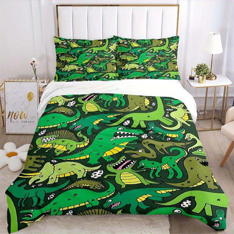 3Pcs Dinosaur Pattern Printed Bedding Set, Breathable And Soft, Machine Washable, Christmas Gift, Suitable for Bedroom Decoration, 15196