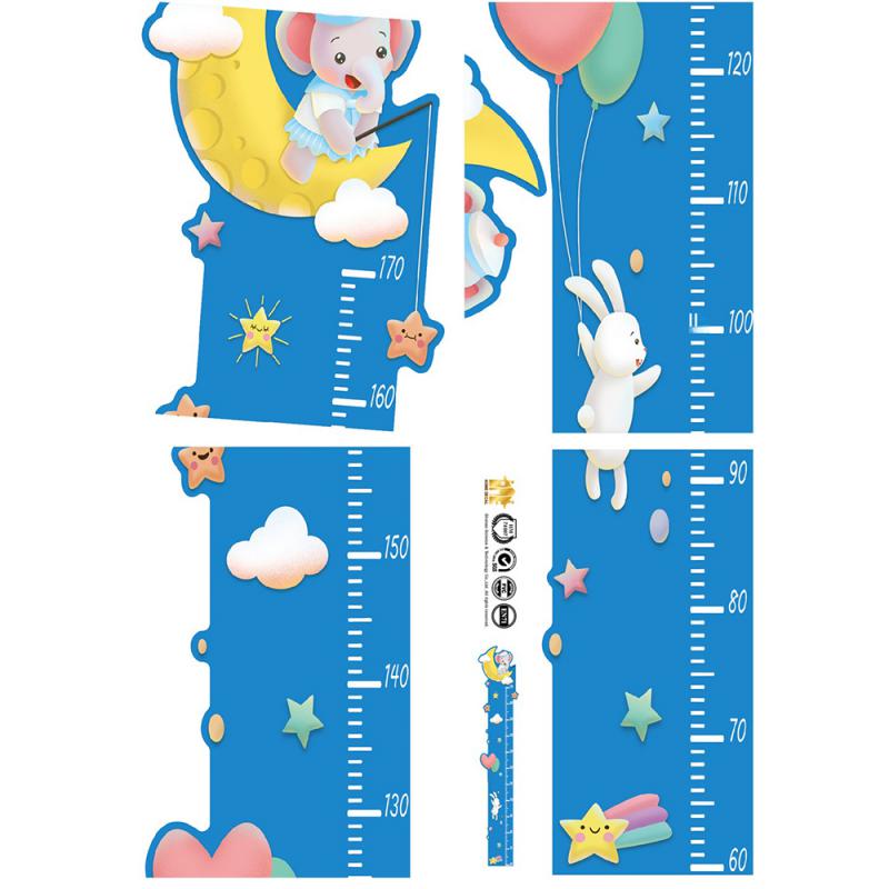 Cartoon Animal Cat Height Measurement Wall Sticker Height Growth Diagram Of Tropical Leaves Wall Sticker Vinyl Wallpaper