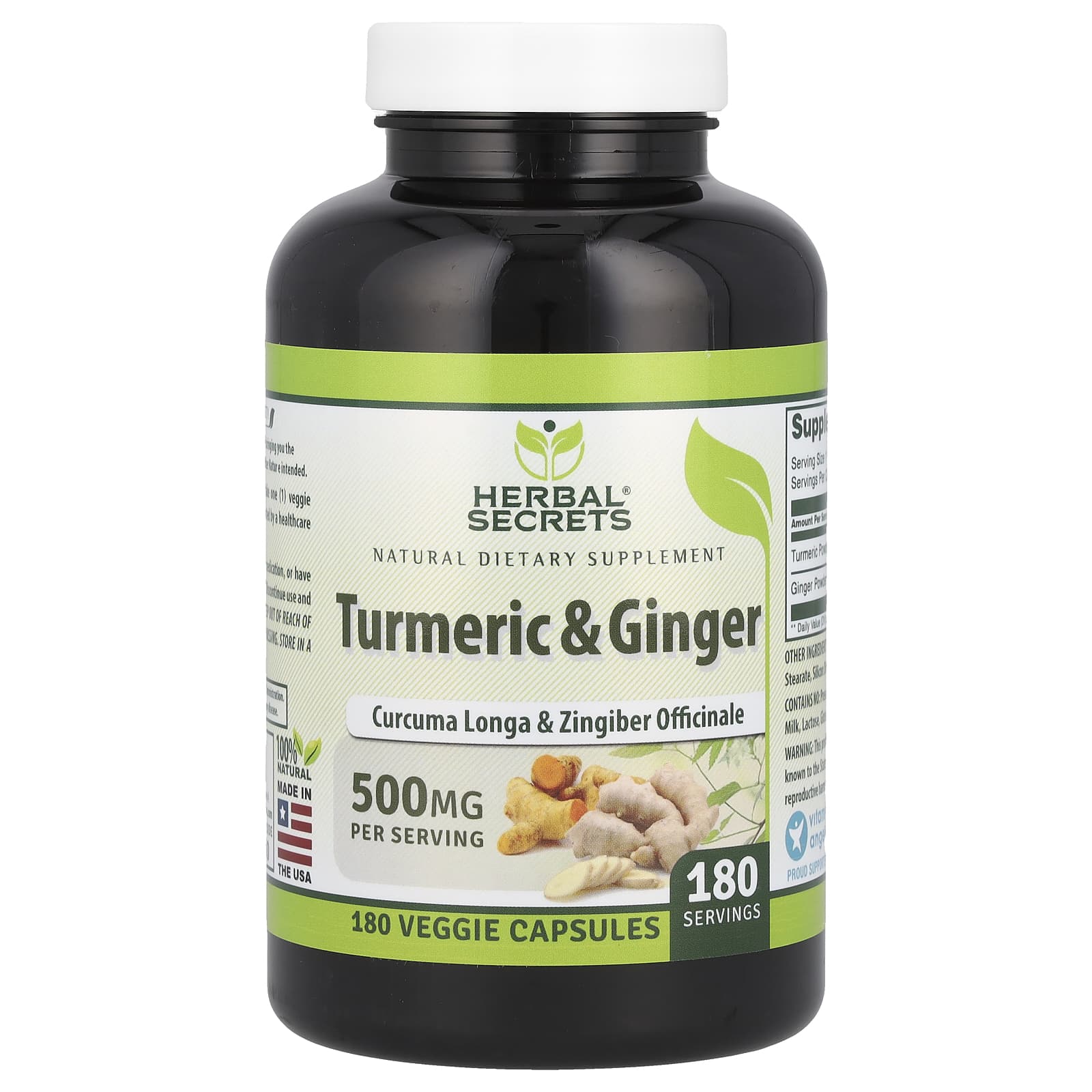 

Turmeric & Ginger, 500Mg, 180 Veggie Capsules