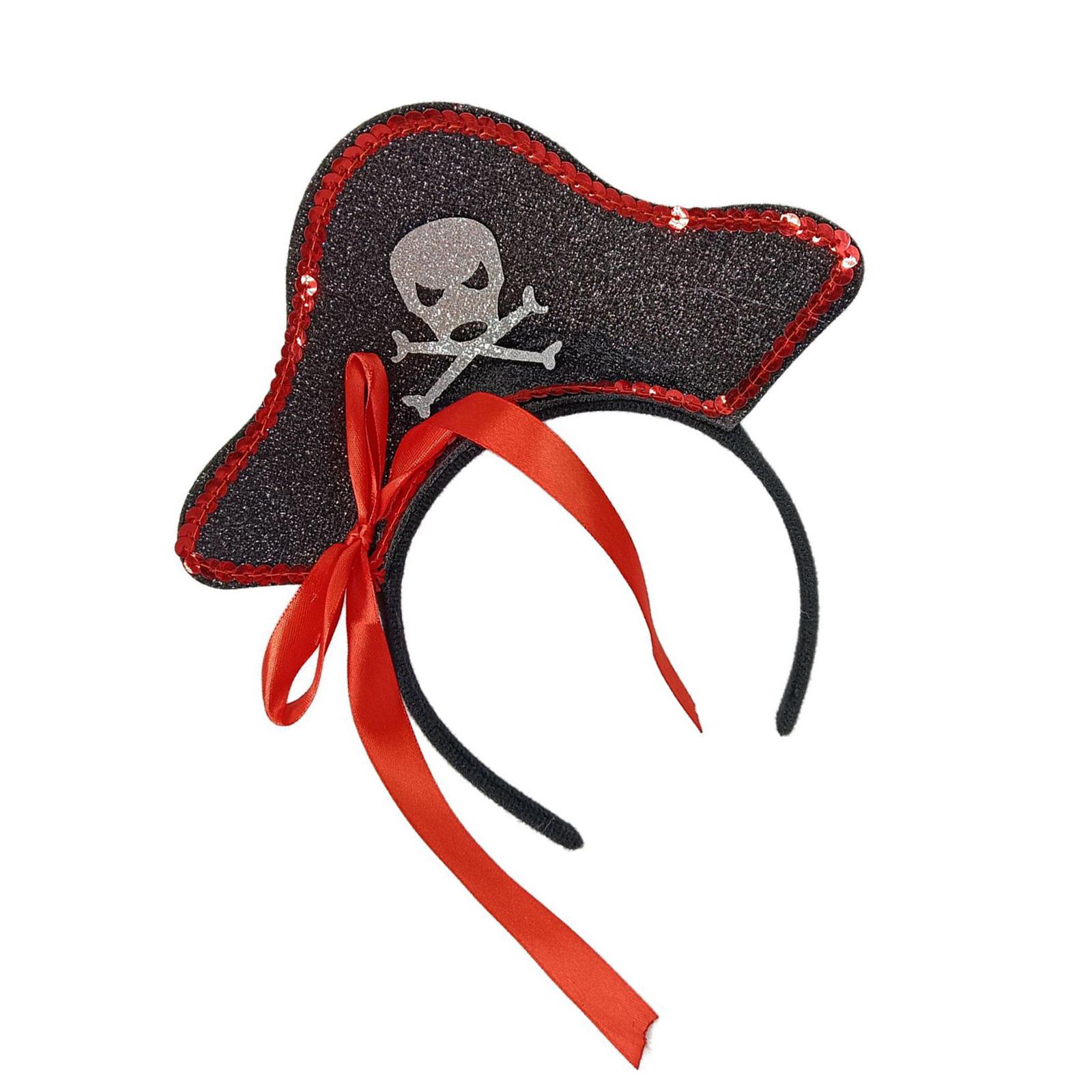 

Карибские пиратские повязки на голову Праздничные вечерние обручи для волос Регулируемые повязки для косплея и вечеринок чёрный