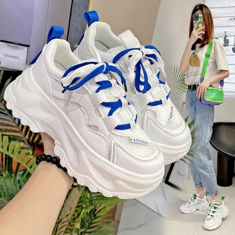 Pantofi de damă la modă 2024 vânzare fierbinte pantofi vulcanizați de damă cu șireturi asortare de culori la modă adidași cu platformă din plasă de înaltă calitate zapatos