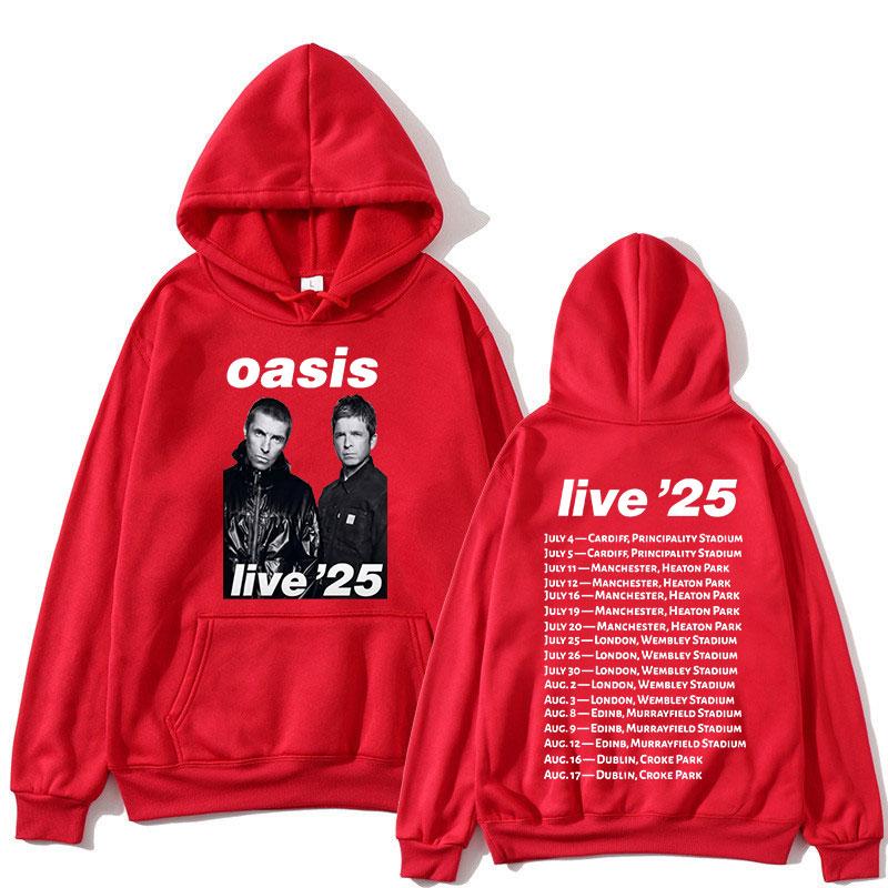 O-Oasis Live 25 Tour Hoodies Rock Band Punk Men Women Clothing Fashion Hip Hop Long Sleeves Hooded Sweatshirt Oversized Pullover