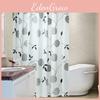 Chic Modern Peva Waterproof Shower Curtain Featuring Black Peony Pattern For Home Use
