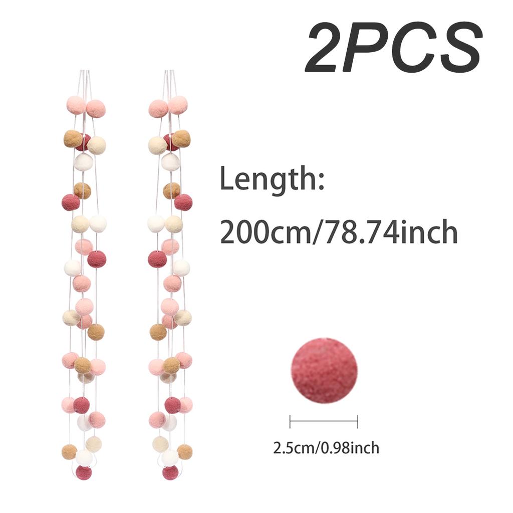 2M Felt Ball Garland Pompom String Ornaments For Boho Home Bedroom Decor Baby Shower Birthday Christmas Wall Decor