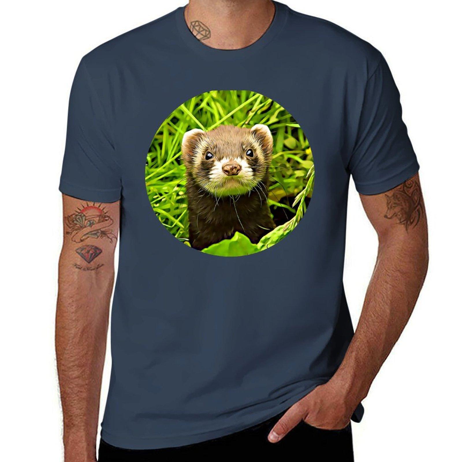 Ferret Portrait TShirt Streetwear Print Tee Shirt S