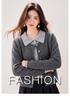 Women's Gray Two-in-One Knit Sweater Cardigan: Autumn 2026 Versatile Outerwear