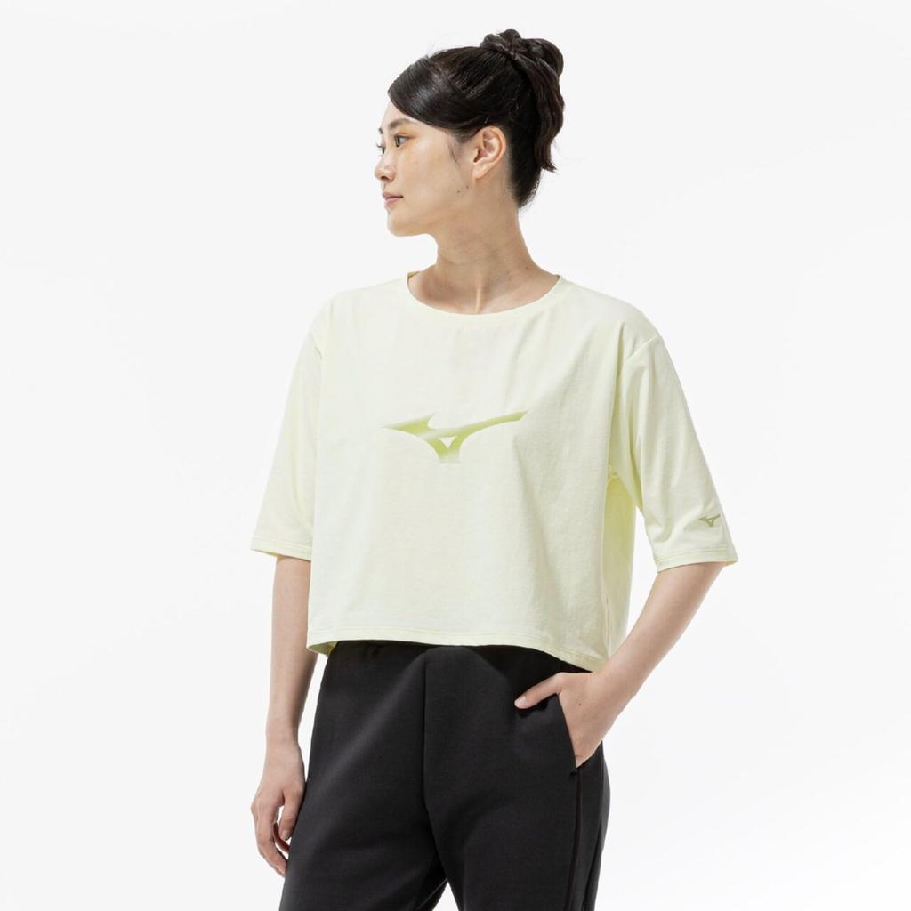 Training wear Soft Dry Cropped UV Protection 32MAD302 Soft Sand Yellow S T-shirt (Wide Silhouette) Sweat-wicking, Quick-drying, Women's