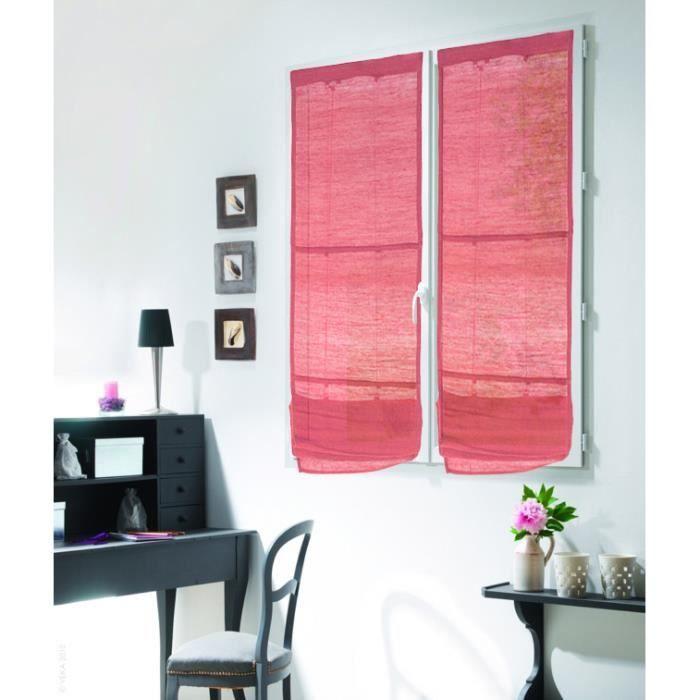 Store voilage en jute et coton rouge 60x200 - style bohème