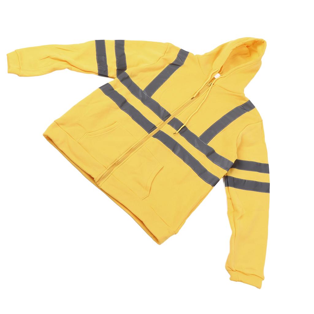 Herren Warnschutz-Sweatshirt Hohe Sichtbarkeit Reflektierende Streifen Reißverschluss Fleece Winddicht Hi Vis Sicherheitsjacke Gelb XL