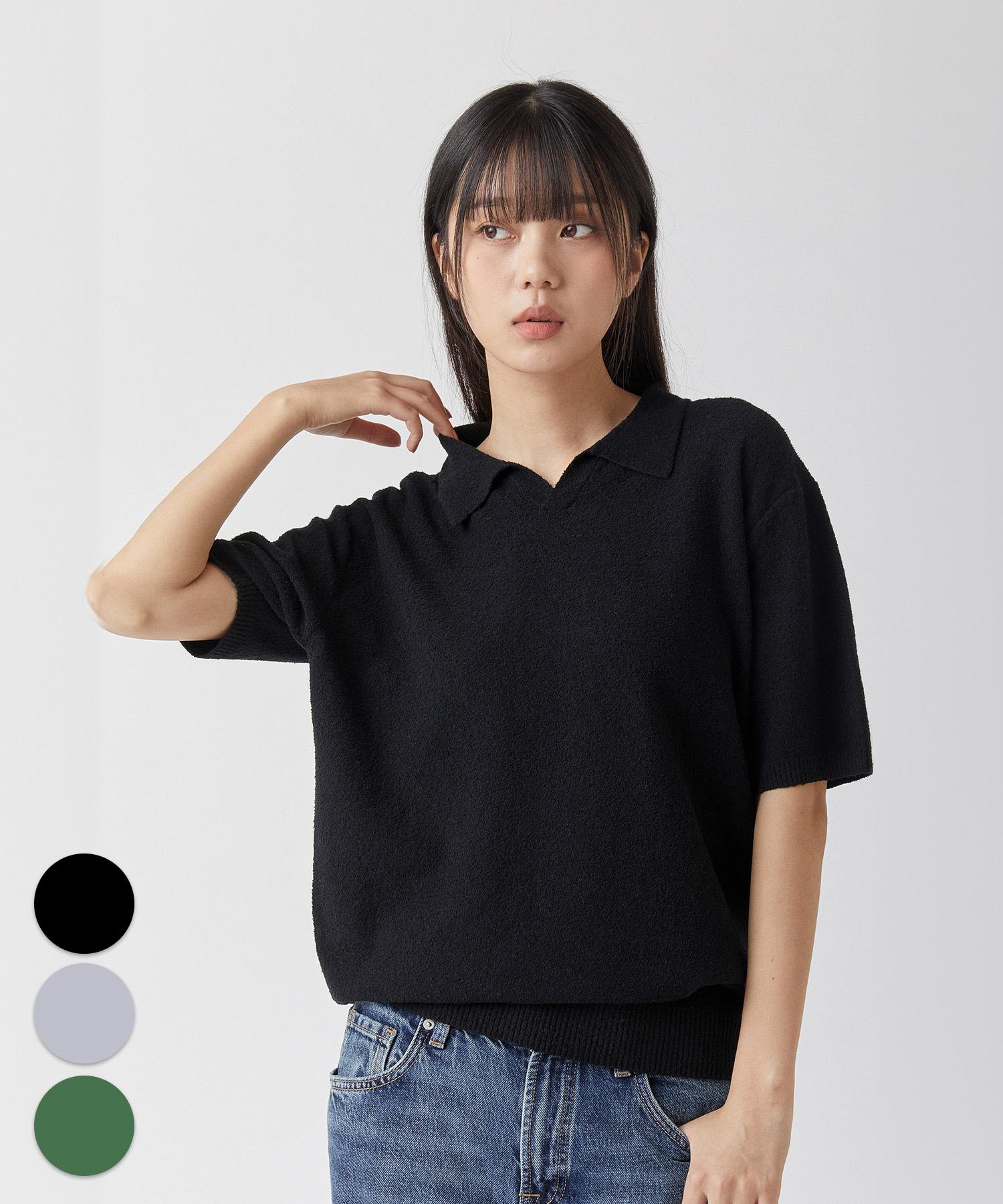 Mannergram Boucle Collar Knit - 3 Colors Black/M