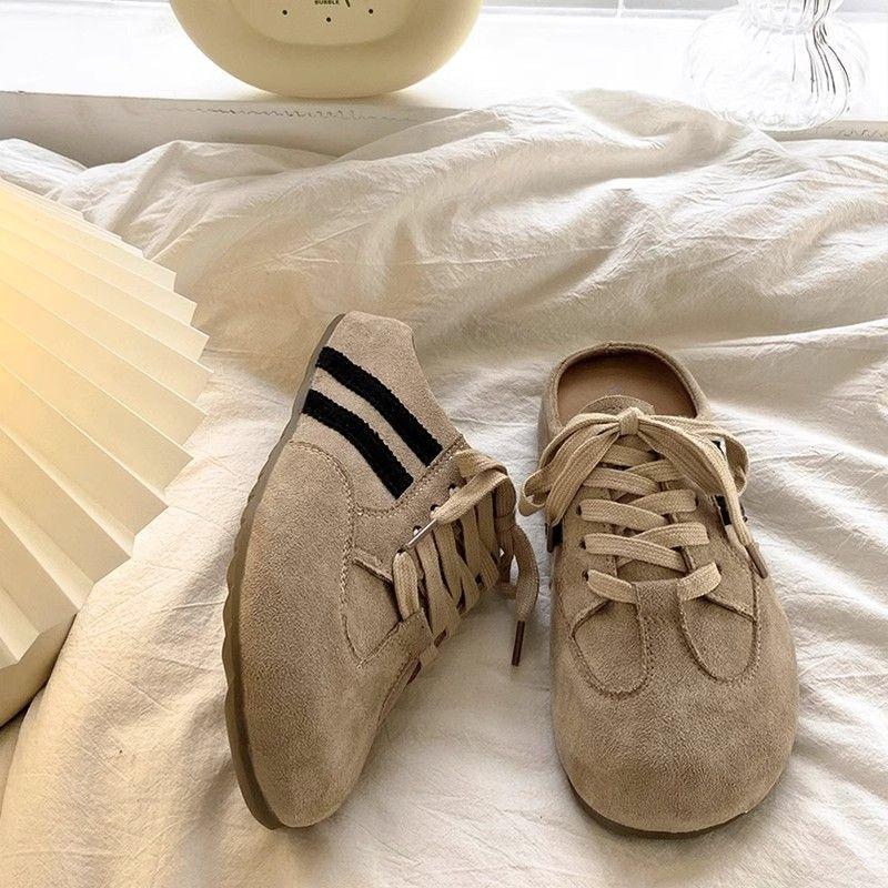 Retro and Comfortable Women's Platform Without Heels Lazy Shoes Women Wear New Spring Bag Head Half Slippers