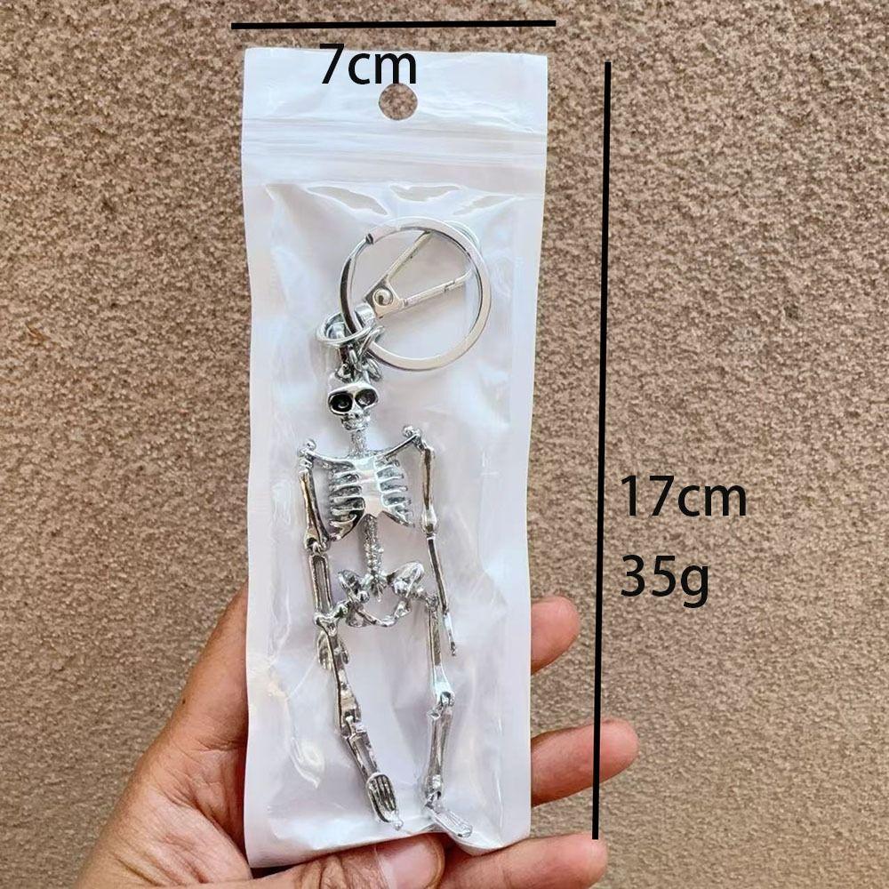 Movable Human Skeleton Pendant Punk Style Gothic Keychain Novelty Skull Keychain Halloween