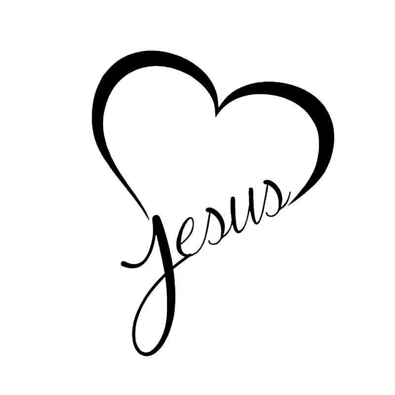 Love Jesus Heart Car Sticker - English Letter Decoration for Windows and Bumpers