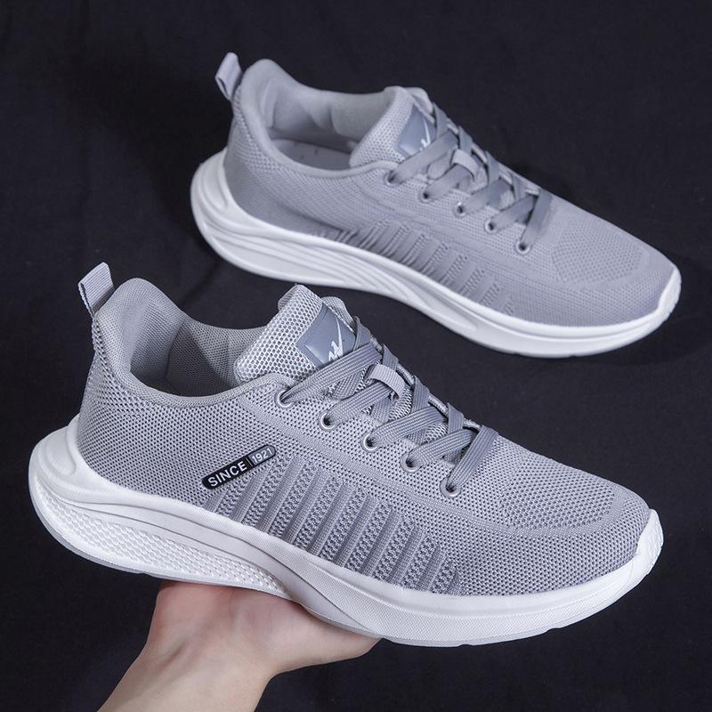 

Мужская обувь, модная спортивная обувь, дышащие кроссовки на шнуровке из хлопчатобумажной ткани, корейская версия, повседневная обувь с низким верхом, модная обувь 39 серый