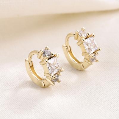 1 Pair Hoop Earrings for Women 14K Gold-Plated Copper Earrings Hypoallergenic Cubic Zirconia Hoop Earrings Female Jewelry Birthday Gift